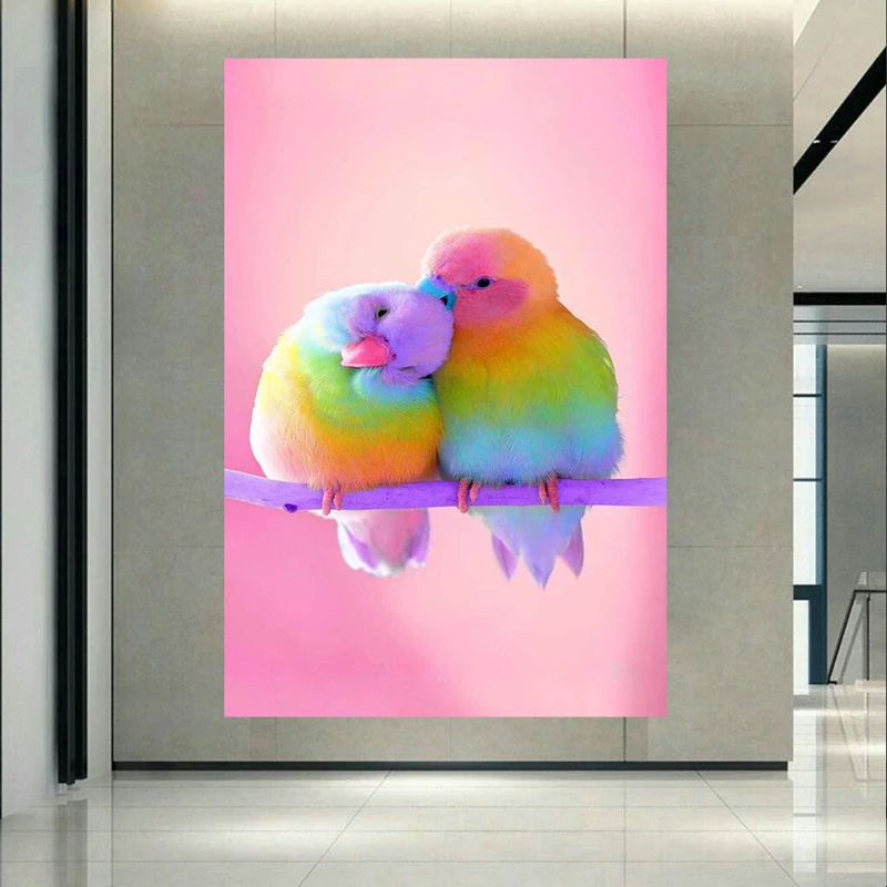 پوستر پارچه ای طرح پرنده های رنگی مدل Cute Birds کد AR30756