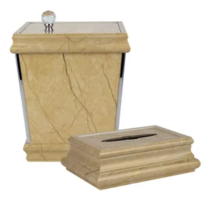 ست سطل و جای دستمال کاغذی طرح سنگ کد 290031