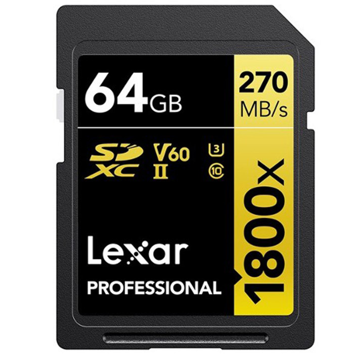 کارت حافظه SDXC لکسار مدل Professional کلاس 10 استاندارد UHS-I U3 سرعت 270MBps ظرفیت 64 گیگابایت