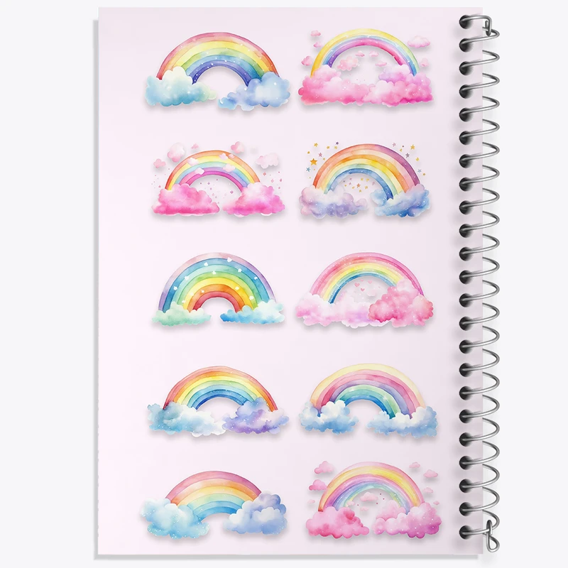 دفتر مشق 100 برگ خندالو طرح رنگین کمان کد N756