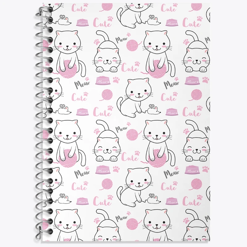 دفتر زبان 50 برگ خندالو مدل سه خط طرح پترن گربه کد N299