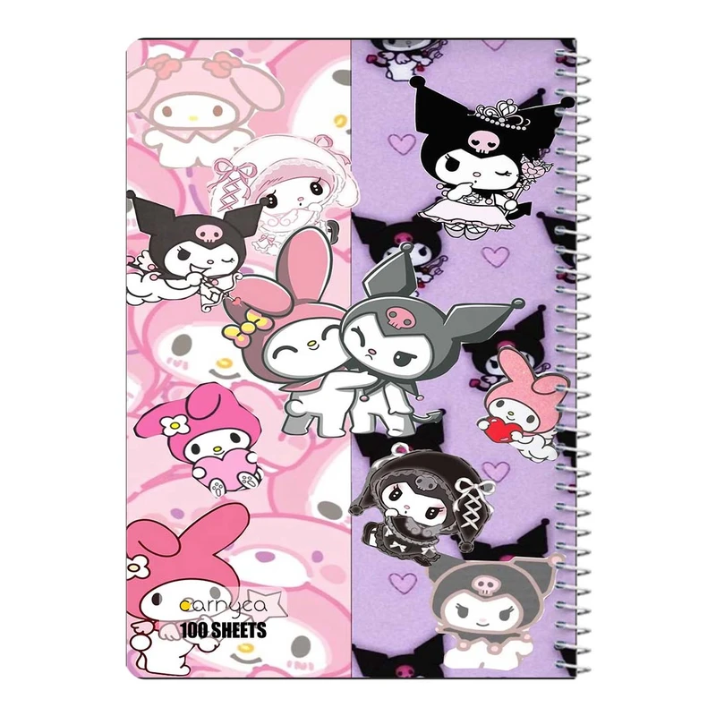دفتر مشق 100 برگ سیمی کارنیکا طرح مای ملودی و کورومی My Melody & Kuromi کد 65792