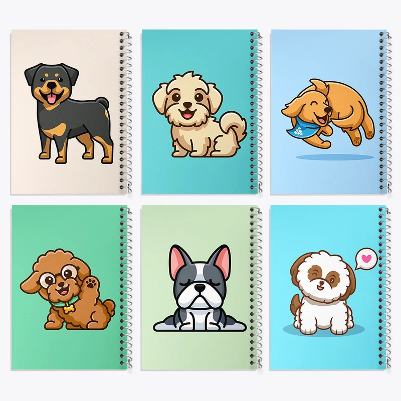 دفتر مشق 100 برگ خندالو طرح سگ (Dog) کد 479 مجموعه 6 عددی