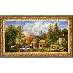 تابلو فرش دستباف فرش میرنظامی مدل منظره کلبه و رودخانه کد 861