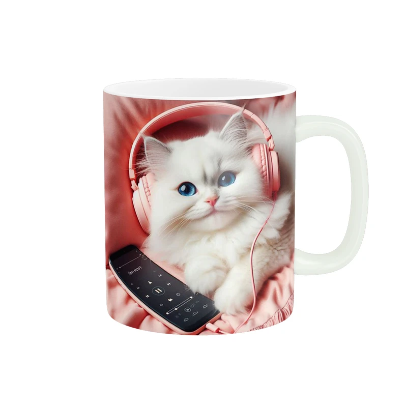 ماگ پاد آفرین طرح گربه و هدفون کد 1275