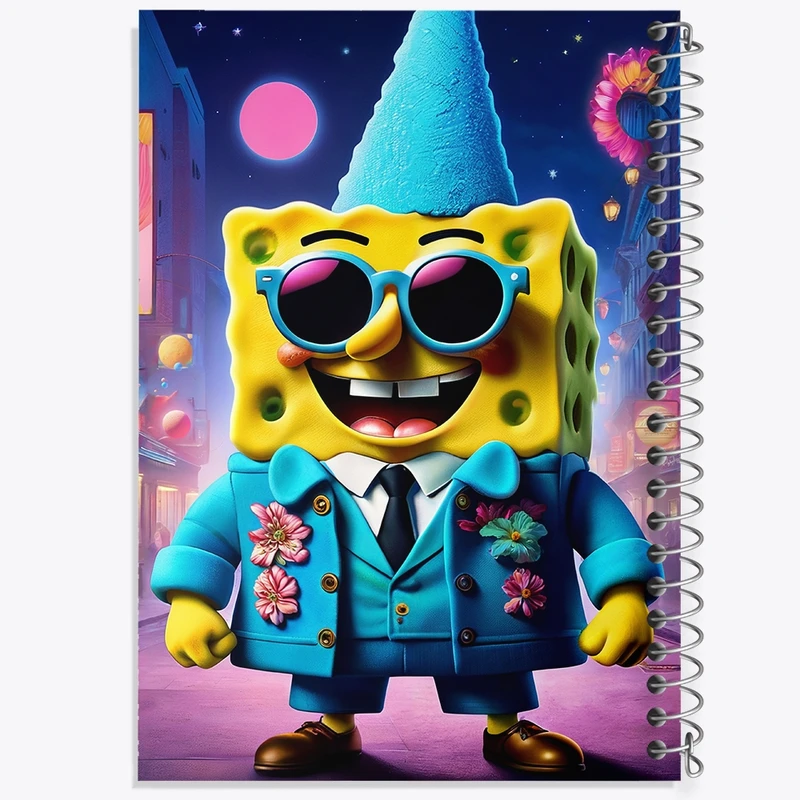 دفتر ژورنال نویسی 50 برگ خندالو مدل نقطه ای طرح باب اسفنجی کد F1856