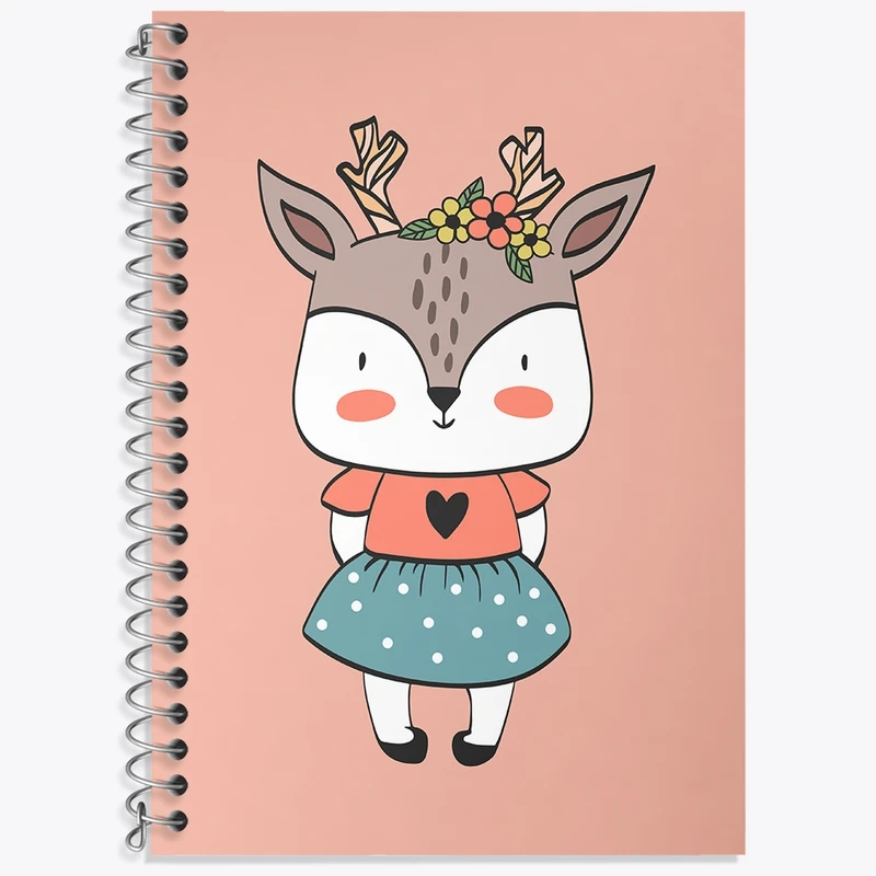 دفتر زبان 50 برگ خندالو مدل دو خط طرح گوزن کیوت کد N1543