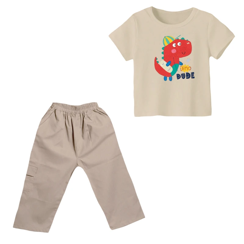 ست تی شرت و شلوارک پسرانه مدل دایناسور کد ۲۷