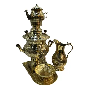 سرویس سماور زغالی 5 پارچه کد s03 ظرفیت 3 لیتر