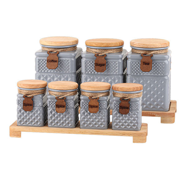 ست جا ادویه 7 پارچه مدل گلس کالر مربع