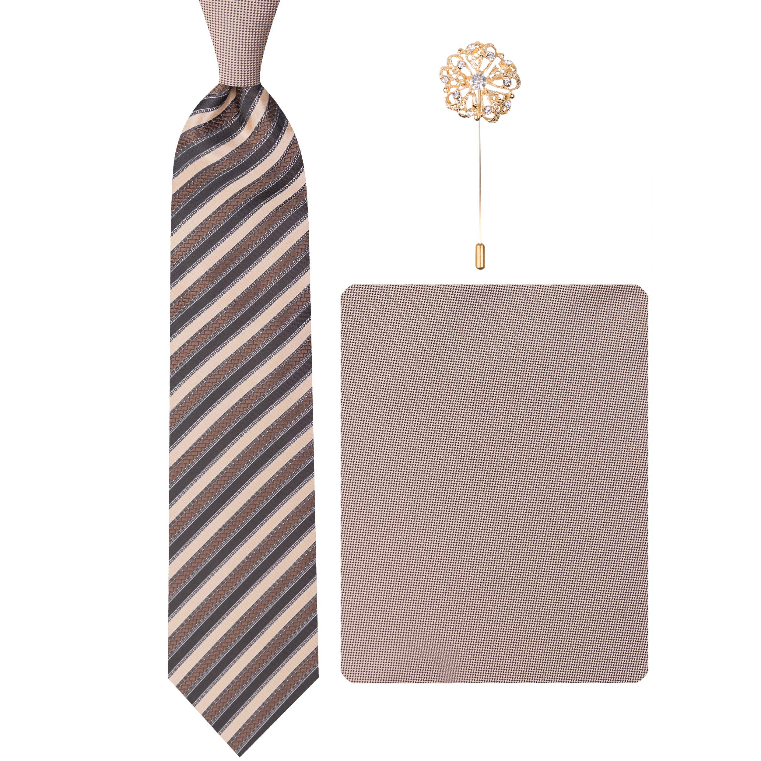 ست کراوات و دستمال جیب مردانه مدل GF-ST2258-BR