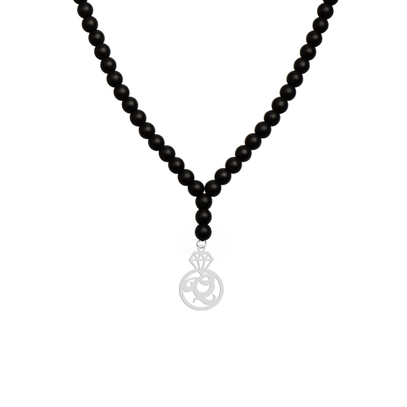 گردنبند نقره زنانه هایکا مدل الماس و حرف Q کد n.ha1-851