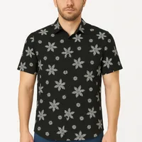 پیراهن آستین کوتاه یقه برگردان مردانه مدل هاوایی گل شش پر