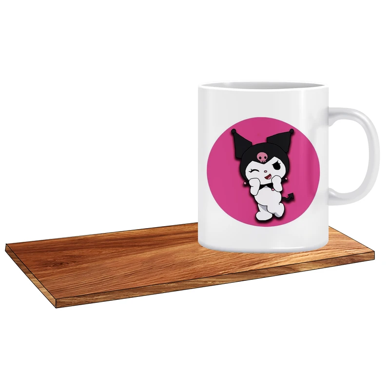 ماگ ال ایکس پی طرح کرومی صورتی کد 391 به همراه زیر لیوانی