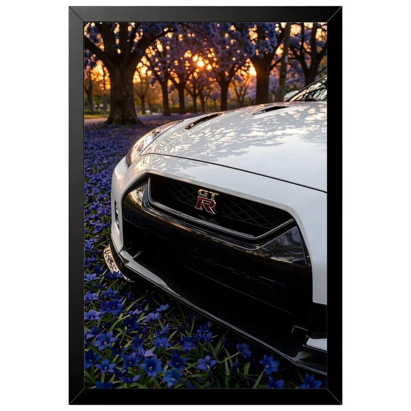 تابلو بکلیت طرح ماشین و خودرو نیسان NISSAN GT-R R35 مدل B-pe130171 فریم مشکی
