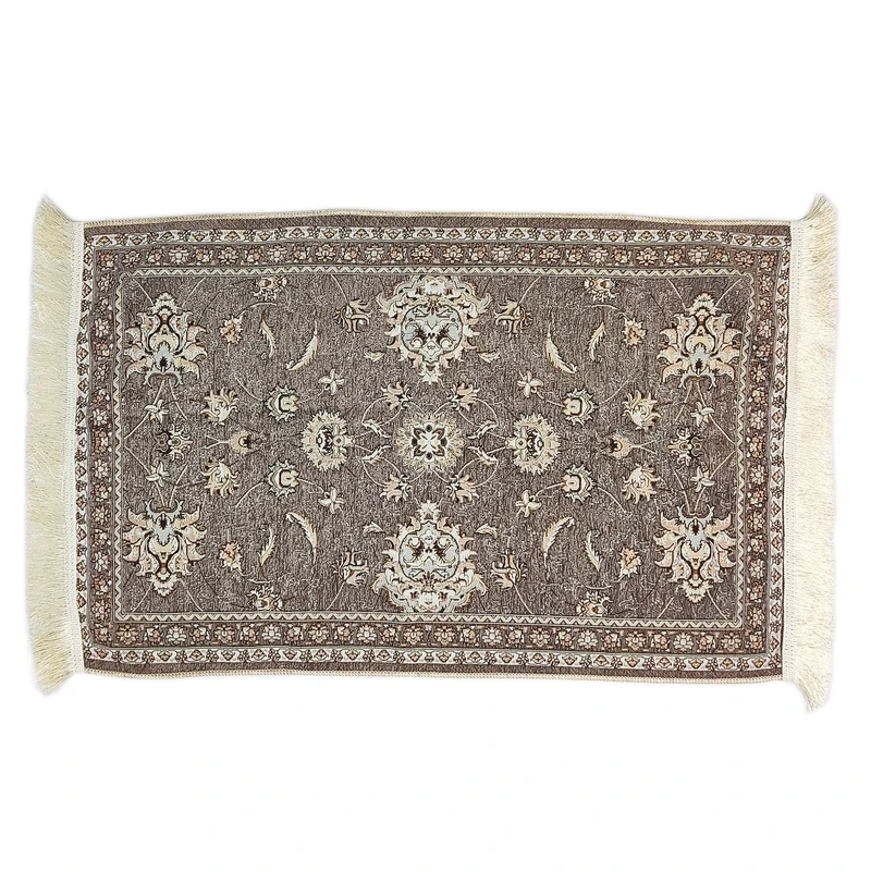 روفرشی مدل ابریشم طرح فرش زمینه قهوه‌ای