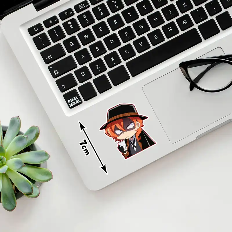 استیکر لپ تاپ پیکسل میکسل مدل انیمه سگ های ولگرد بانگو چویا عصبانی