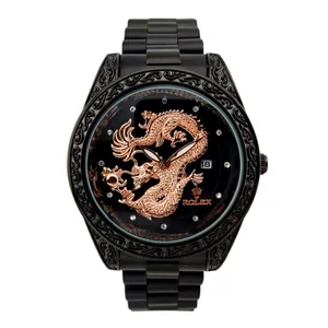 ساعت مچی عقربه‌ای مردانه مدل دراگون اژدها حکاکی شده تاریخدار Rlx-162