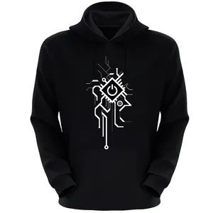 هودی مردانه مدل انتزاعی S107 رنگ مشکی