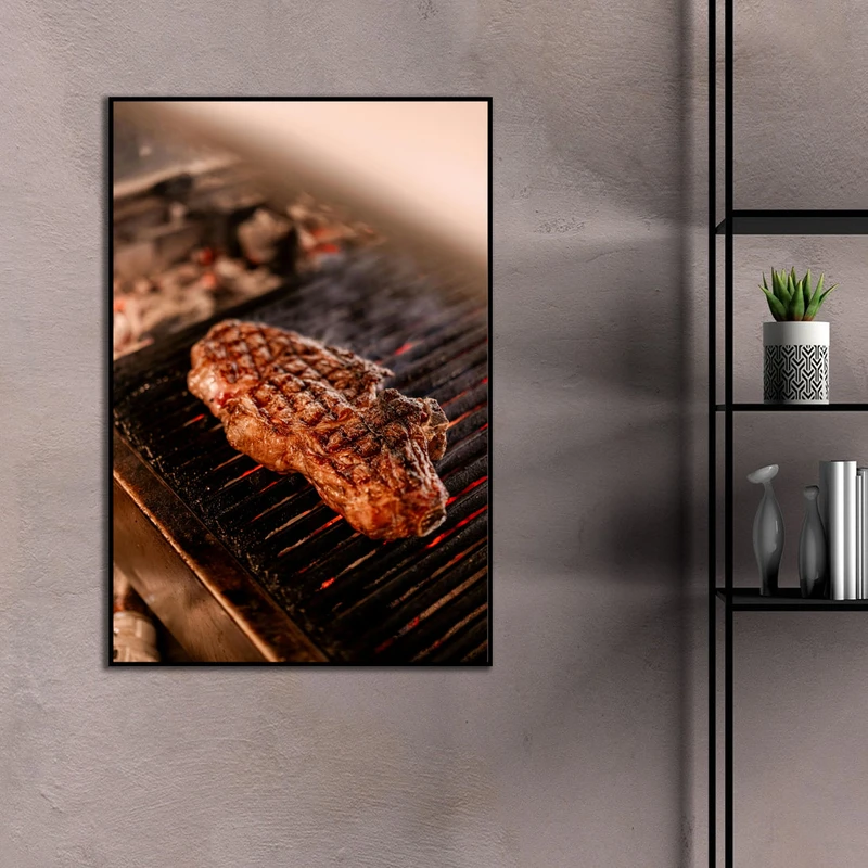 تابلو نوری بکلیت طرح استیک گوشت مدل B-D2240 فریم مشکی