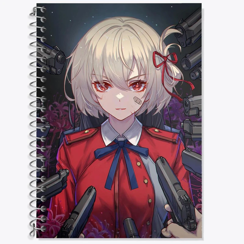 دفتر زبان 50 برگ خندالو مدل دو خط طرح چیساتو انیمه لیکوریس ریکویل Lycoris Recoil کد 22968