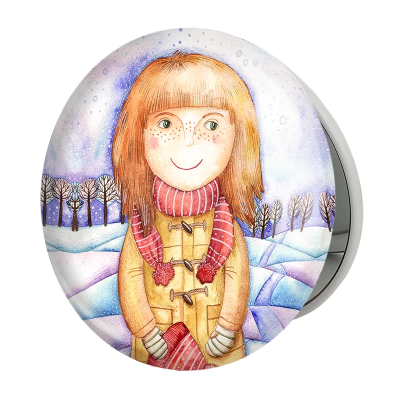 آینه جیبی خندالو طرح دختر مدل تاشو کد 5551 