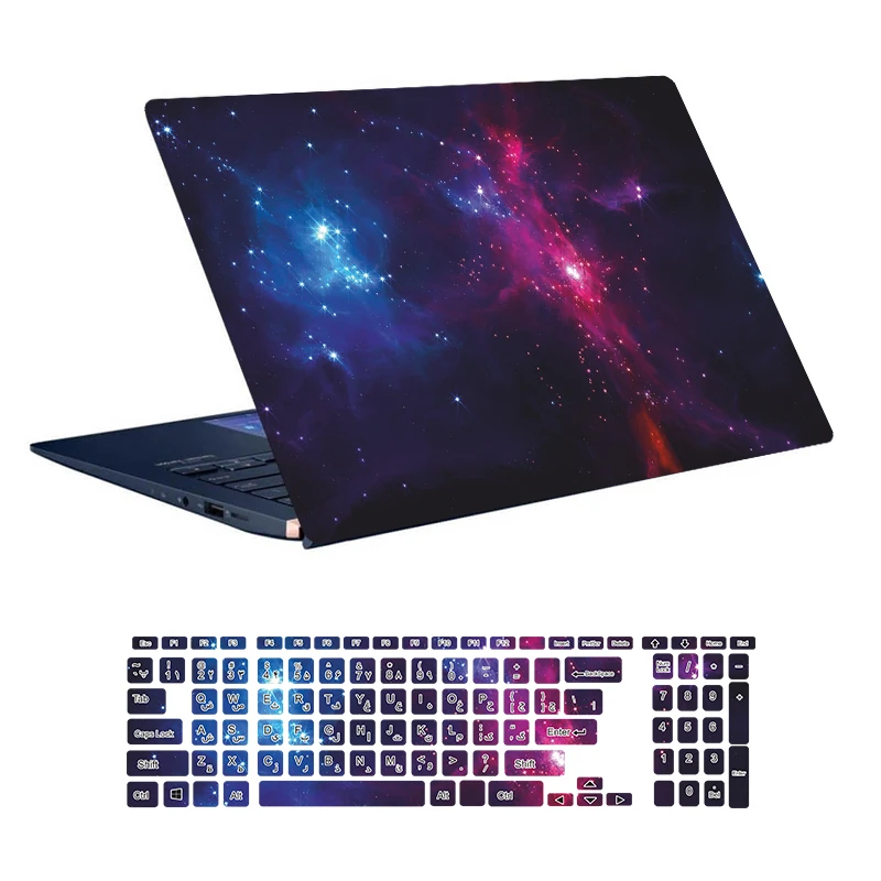استیکر لپ تاپ توییجین و موییجین طرح Space کد 47 مناسب برای لپ تاپ 15.6 اینچ به همراه برچسب حروف فارسی کیبورد 