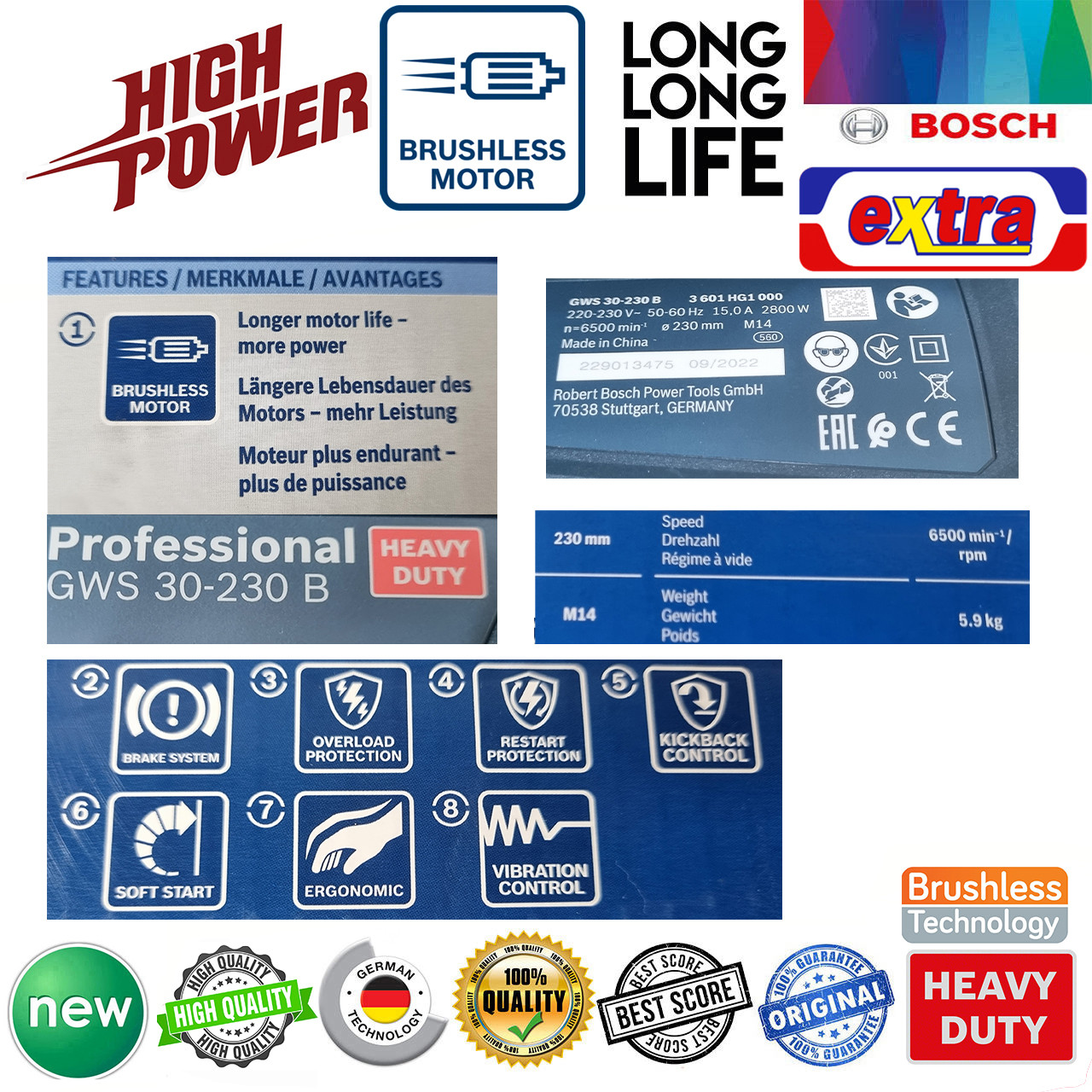 فرز سنگبری فوق هوشمند بوش مدل GWS 30-230 B Brushless Motor