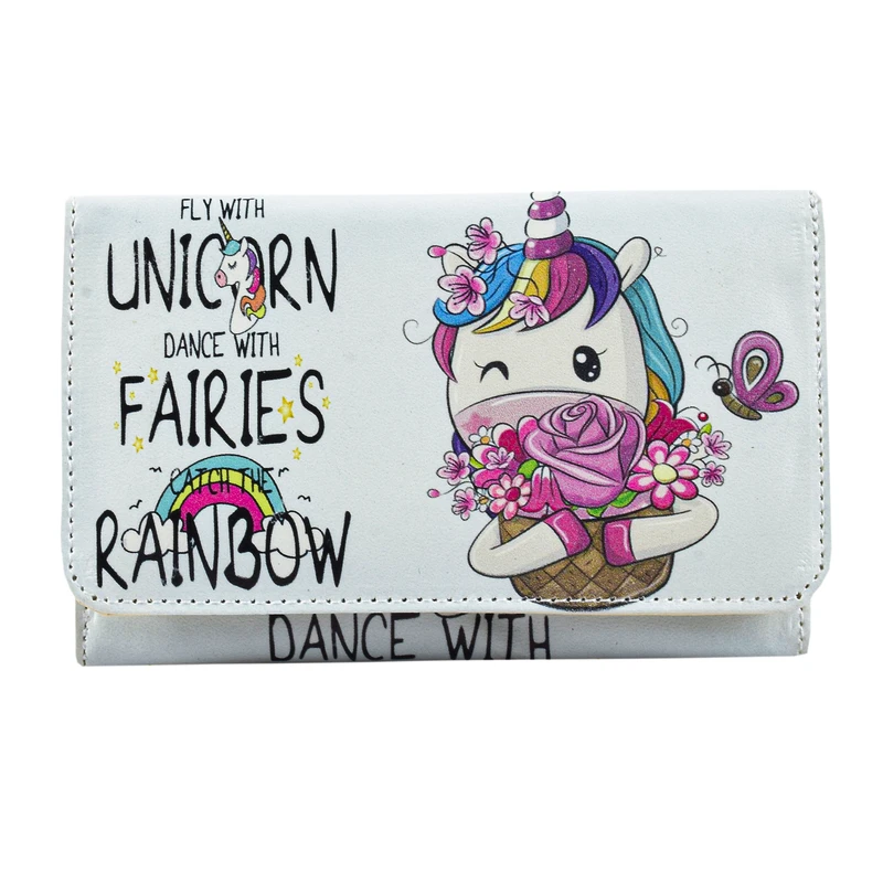 کیف پول دخترانه مدل یونیکورن دسته گل 8519