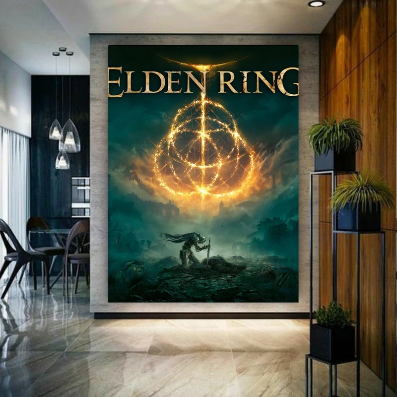 تابلو بوم طرح مخمل گیم elden ring مدل جنگجوی تنها کد FP104776