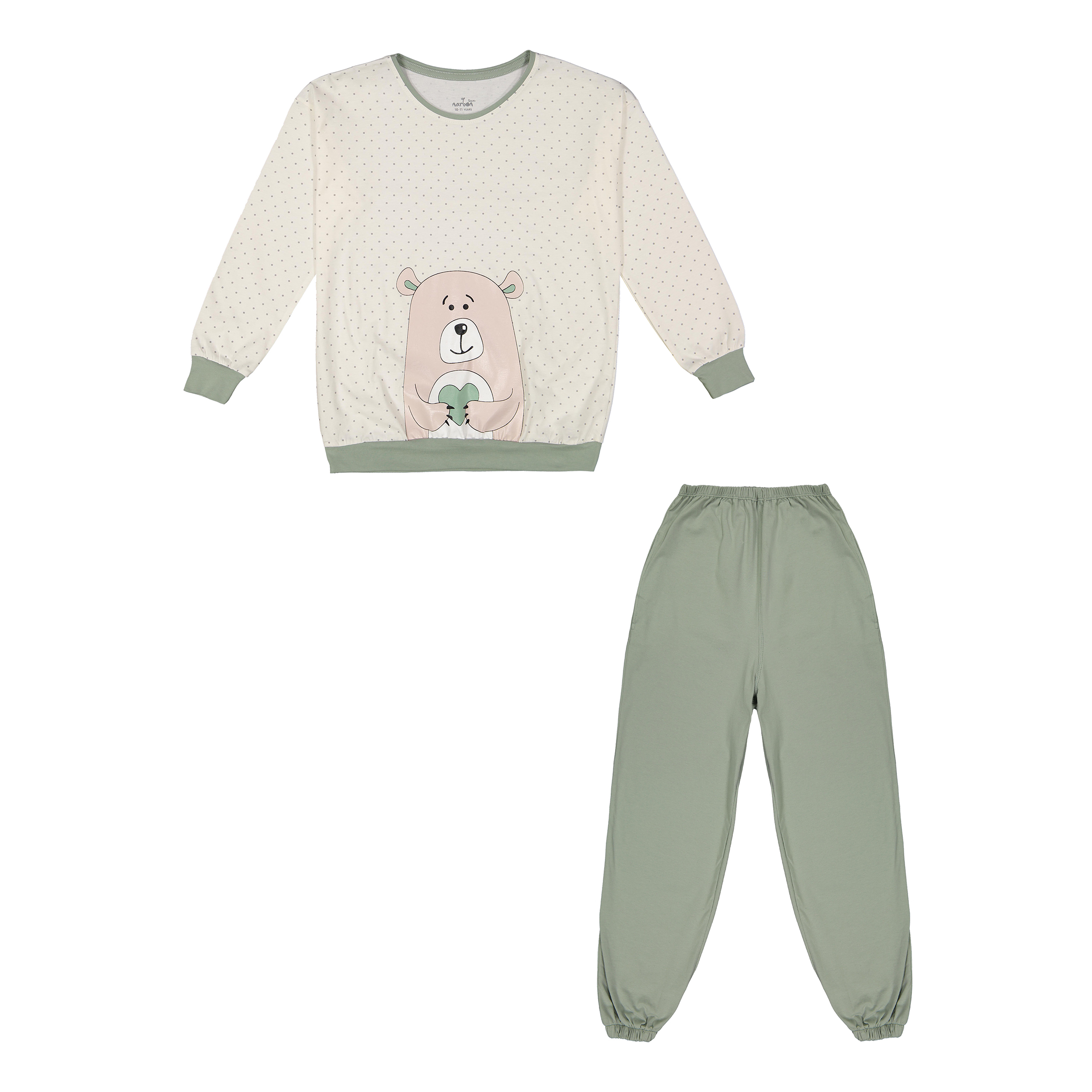 ست تی شرت و شلوار بچگانه ناربن مدل 496 رنگ سبز روشن