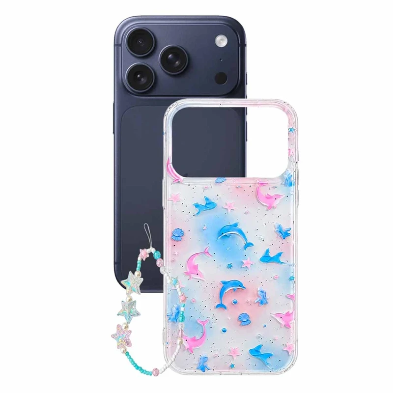 کاور مدل DOLPHIN مناسب برای گوشی موبایل اپل iPhone 17 Pro  به همراه بند آویز