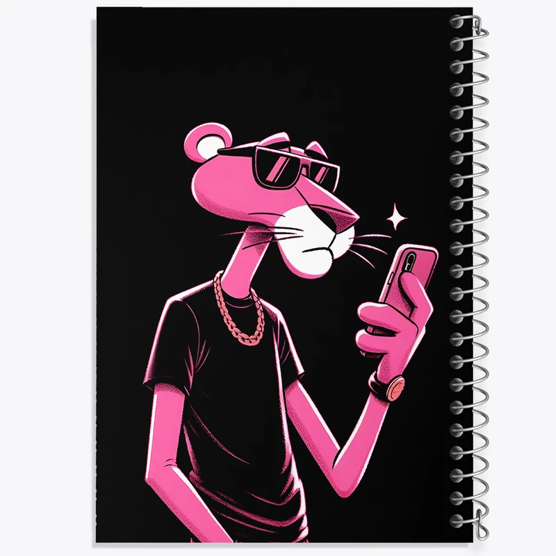 دفتر مشق 100 برگ خندالو طرح پلنگ صورتی کد N2494