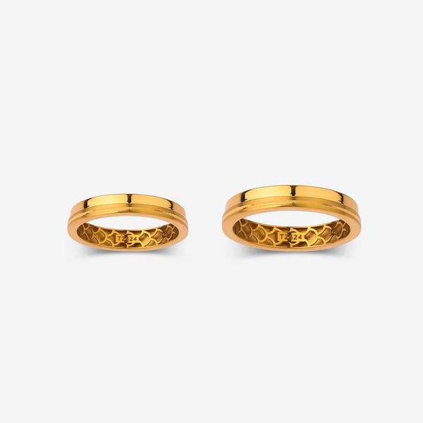 ست حلقه طلا 18 عیار زنانه و مردانه گلدم مدل R343005