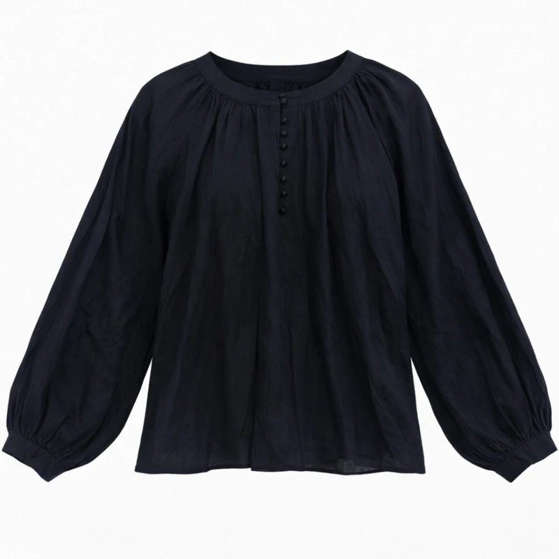 بلوز آستین بلند یقه گرد زنانه مدل 2070