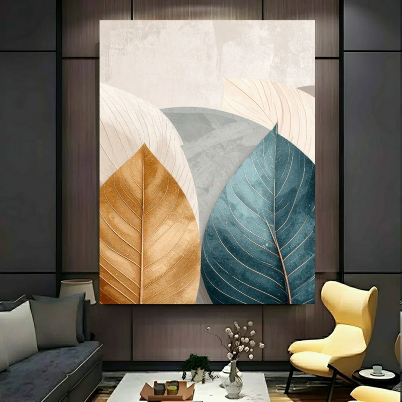 پوستر پارچه ای طرح مخمل  برگ مدل مینیمال (2) کد PY909
