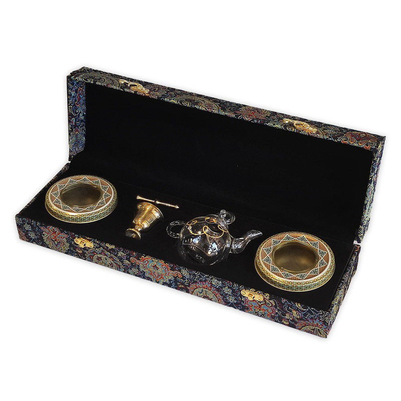 ظرف زعفران کد T-2106 به همراه هاون و قوری