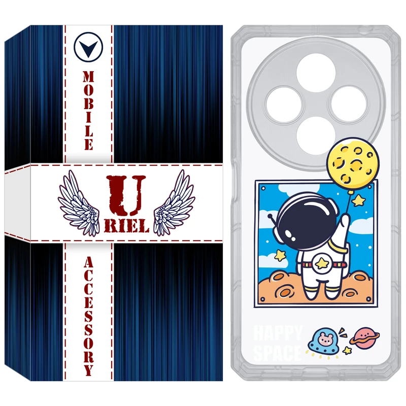 کاور یوریل مدل Clear کد 7 طرح فضانورد مناسب برای گوشی موبایل شیائومی Redmi 14C / Poco C75