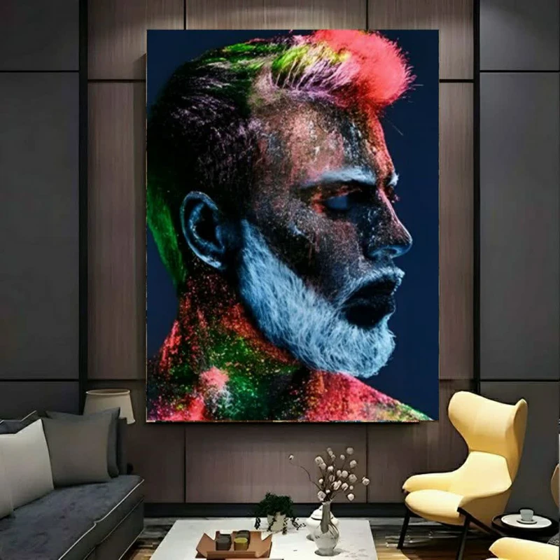 استیکر طرح آرایشگاه مردانه مدل نیمرخ شیک رنگارنگ کد BK24934