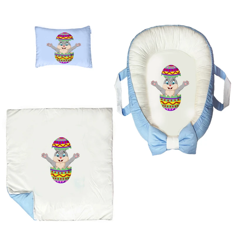 سرویس خواب سه تکه نوزاد ناریکو مدل گارد محافظ دار طرح خرگوش کد 0582