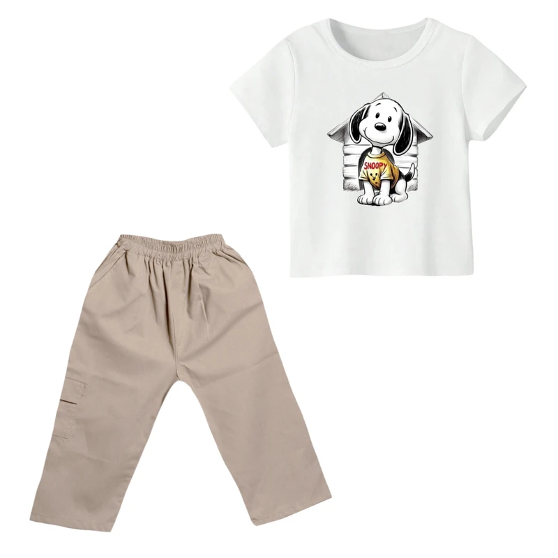 ست تی شرت و شلوارک پسرانه مدل اسنوپی کد ۸۱