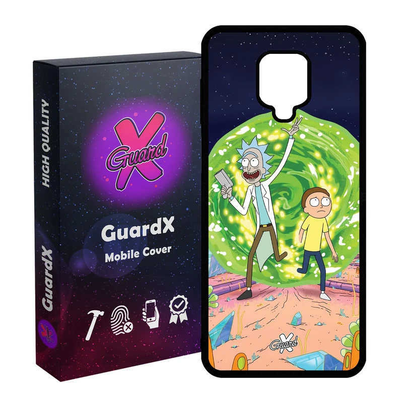 کاور گارد ایکس طرح Rick and Morty مدل Glass10190 مناسب برای گوشی موبایل شیائومی Redmi Note 9S / Note 9 Pro / Note 9 Pro Max