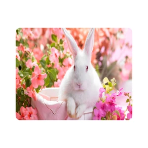 ماوس پد اطلس آبی طرح خرگوش و گل  مدل T7769