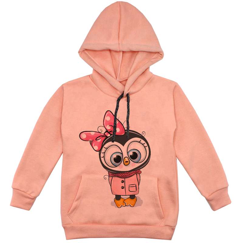 هودی دخترانه مدل جغد F37 رنگ گلبهی