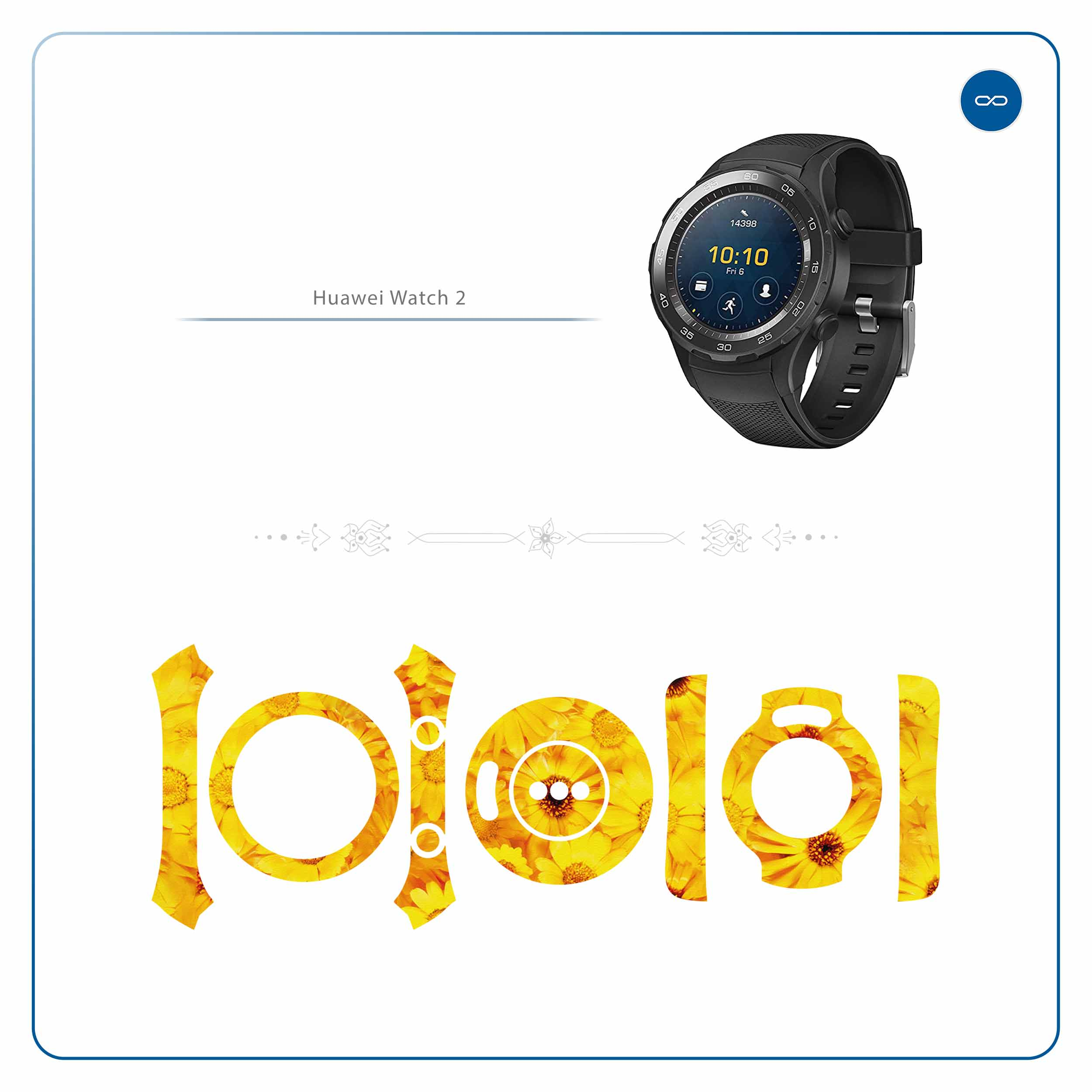 برچسب ماهوت طرح Yellow-Flower مناسب برای ساعت هوشمند هوآوی Watch 2