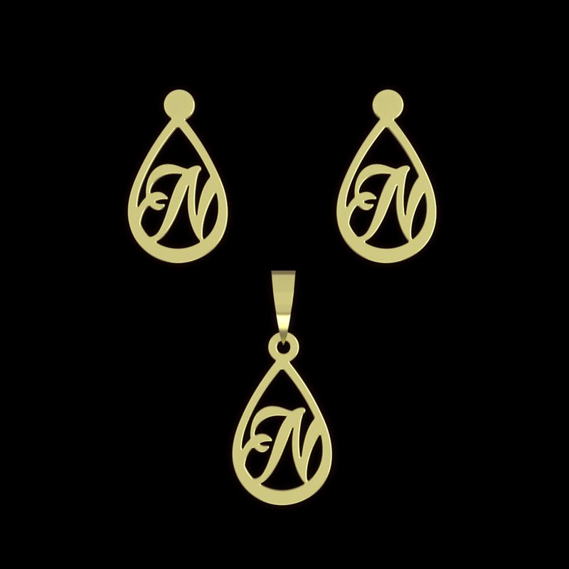 نیم ست طلا 18 عیار زنانه مدوپد مدل حرف n کد NA11237