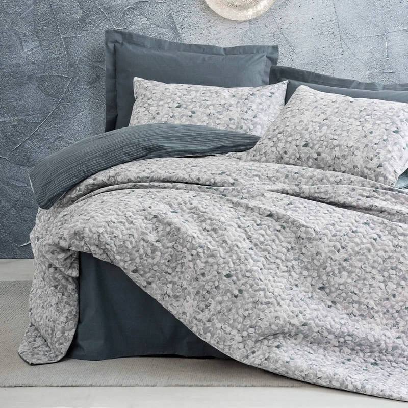 سرویس روتختی دو نفره 4 تکه کاتن باکس مدل Complete Seti Minimal Molly Antrasit C.K+FTT