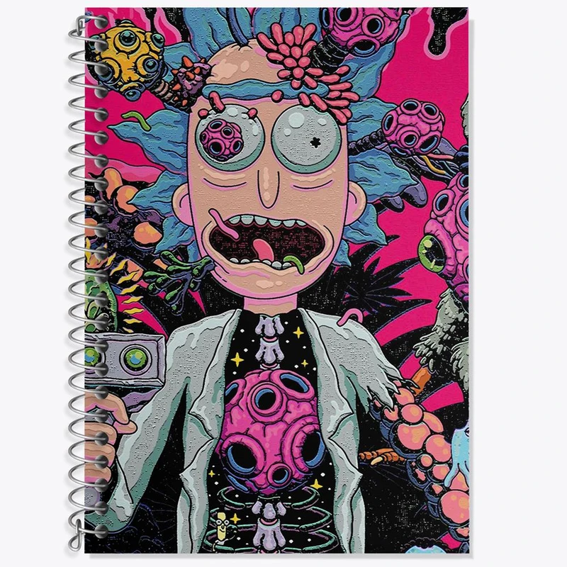 دفتر زبان 50 برگ خندالو مدل دو خط طرح ریک و مورتی Rick and Morty کد 3213