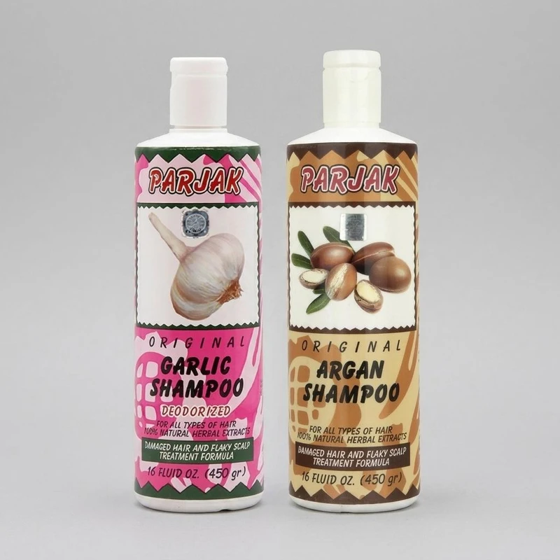 شامپو مو پرژک مدل آرگان حاوی روغن طبیعی آرگان، نرم کننده و درخشان کننده، ضد وز و ضد شکنندگی، ترمیم موهای دکلره شده، حجم 450 گرم، بسته 2 عددی