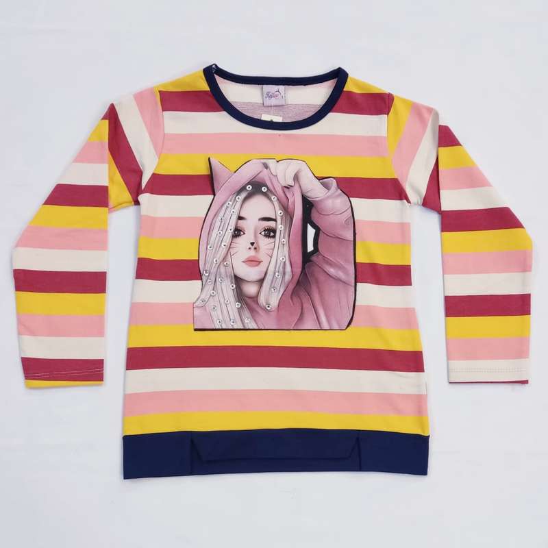 تی شرت آستین بلند دخترانه مدل Hjilo 5065